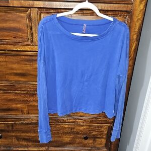 Free People Movement Blue Long Sleeve Shirt! Womens Sz Small,Oversized ! Cropped